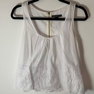 Maddy K White Sleeveless Top cotton eyelet large NWOT